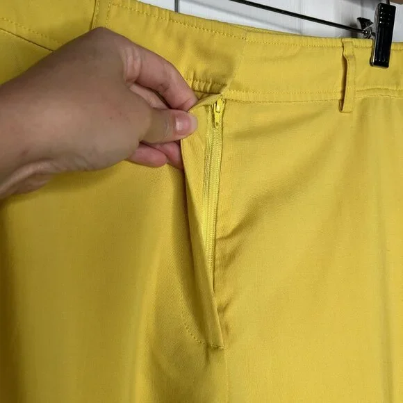 Rochas Orson Yellow Japanese Wool Cuffed Pants Women's Size IT 44